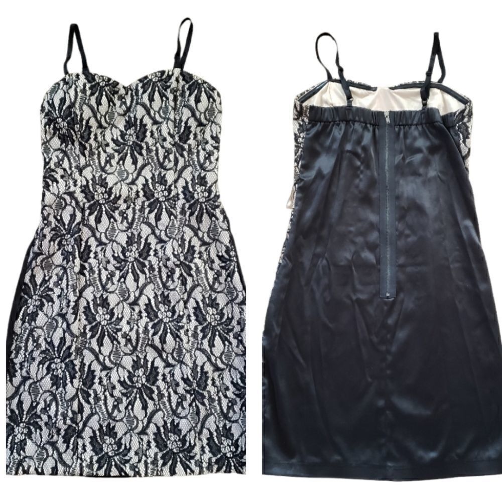 TCEC Black Lace Overlay Bodycon Dress Sz S
